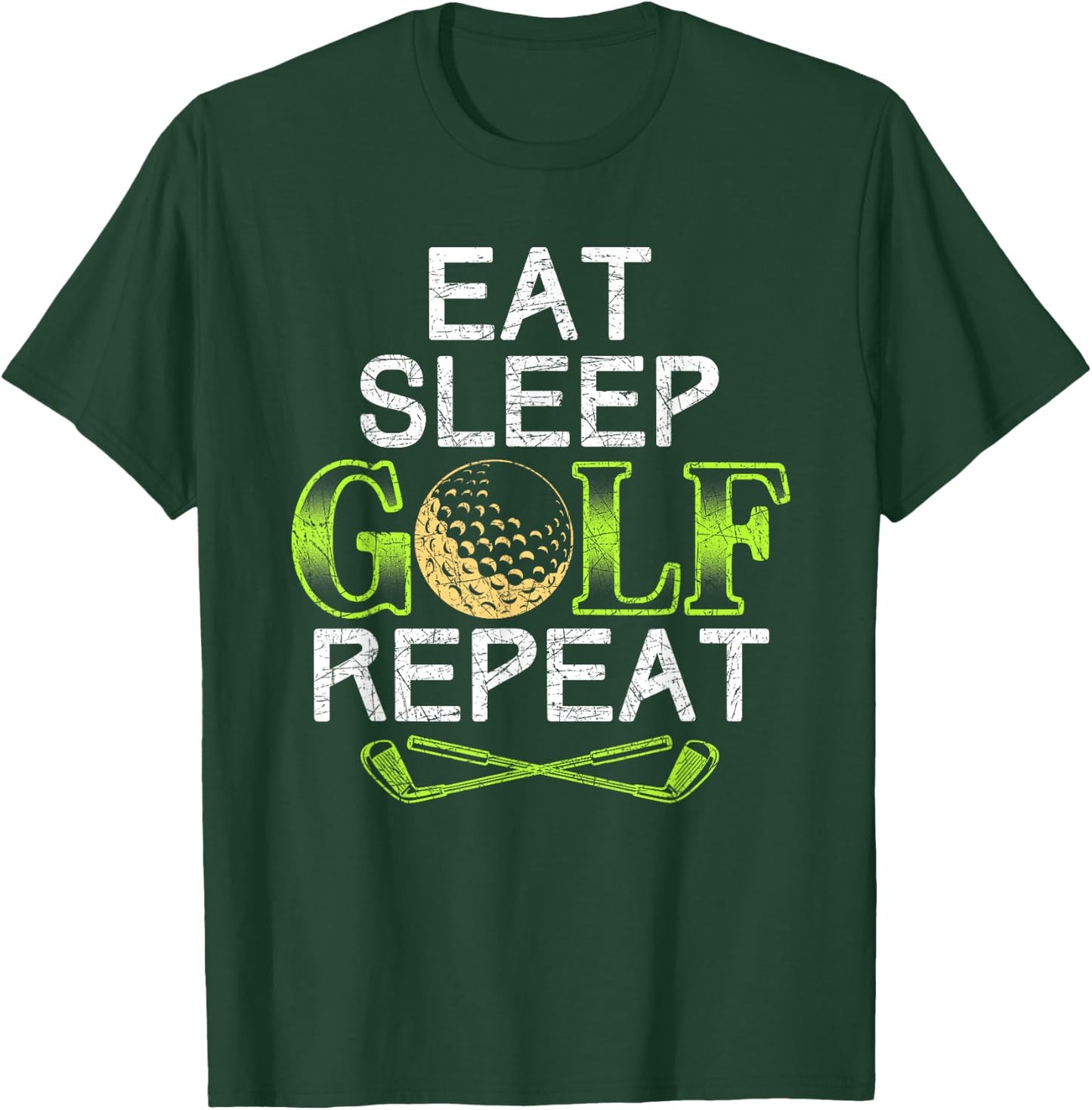Funny Golfer Gift Eat Sleep Golf Repeat Fathers Day Golf T-Shirt - T-Shirt | Forest