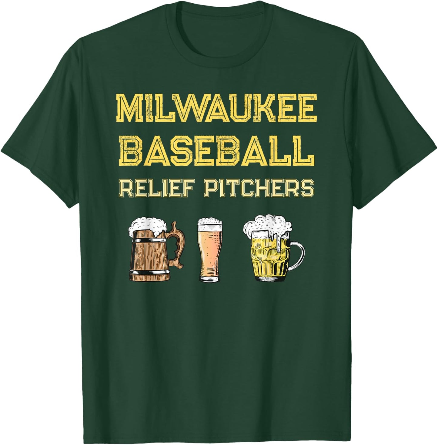Classic Milwaukee Baseball & Beer Fan Retro Wisconsin T-Shirt - T-Shirt | Forest