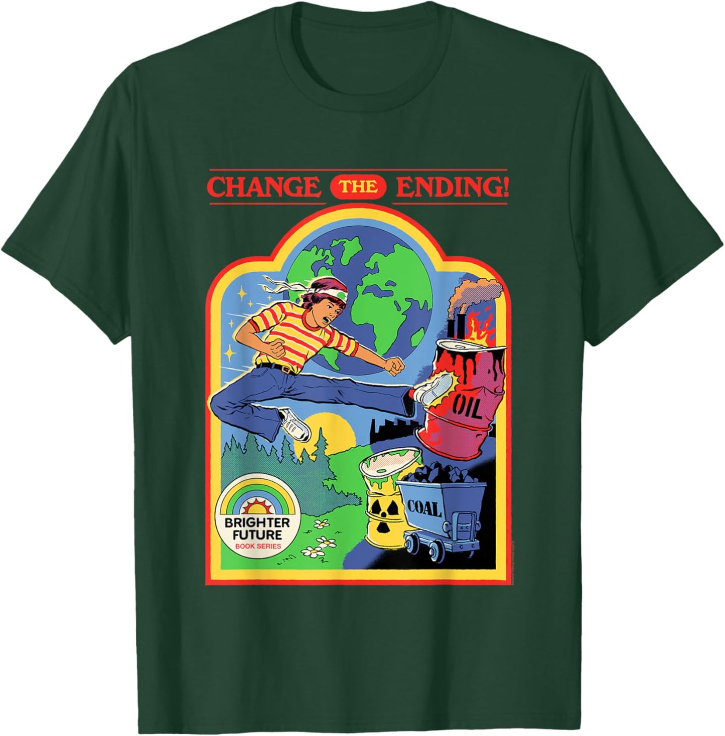 Steven Rhodes Change The Ending Environment Retro Dark Humor T-Shirt - T-Shirt | Forest