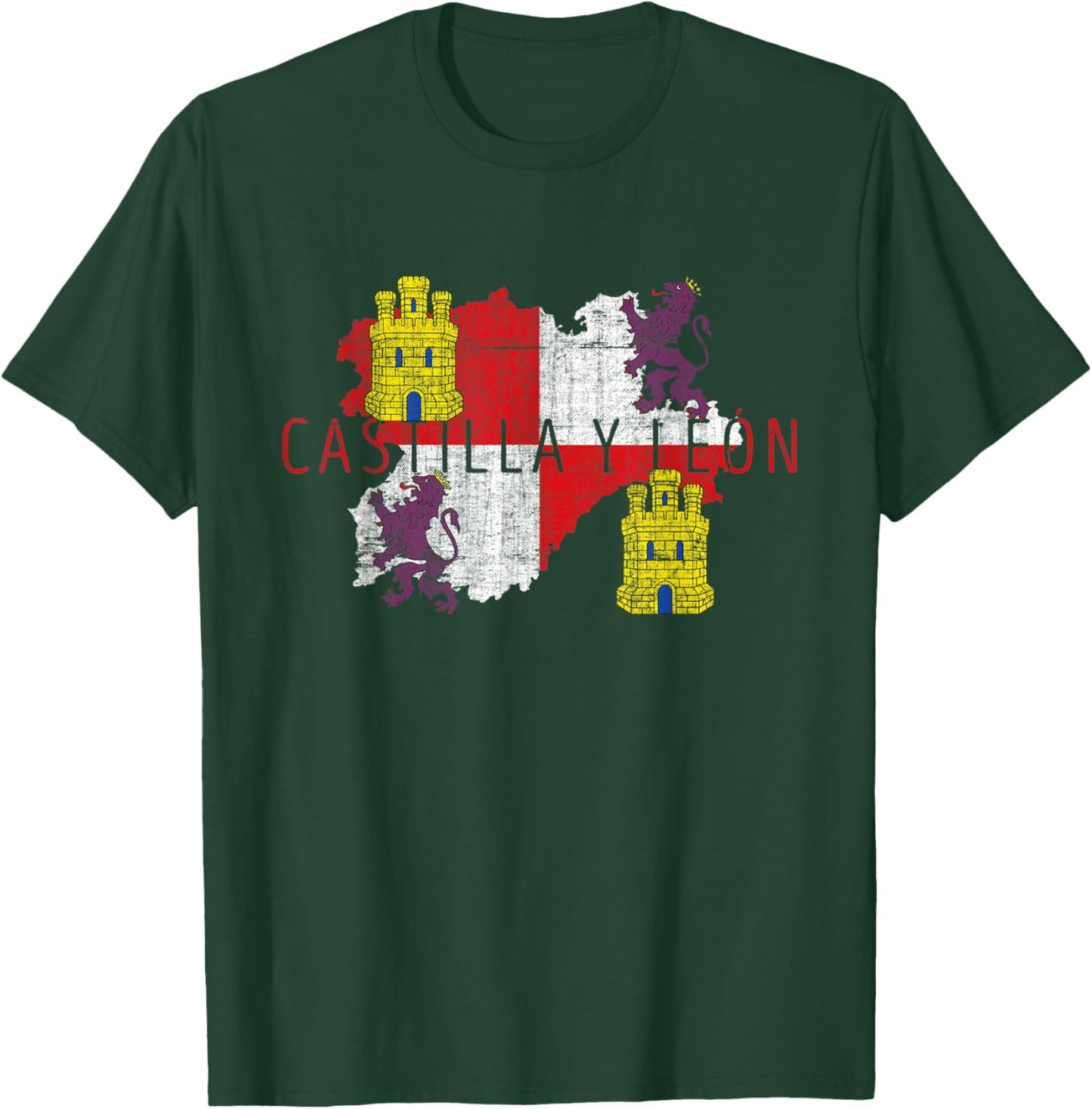 Castilian Map and Flag - Castilla y León Spain Souvenir T-Shirt - T-Shirt | Forest