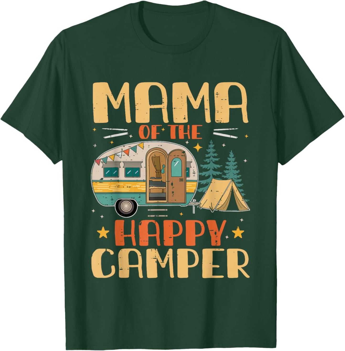Mama of Happy Camper 1st Birthday Party Retro Mama T-Shirt - T-Shirt | Forest
