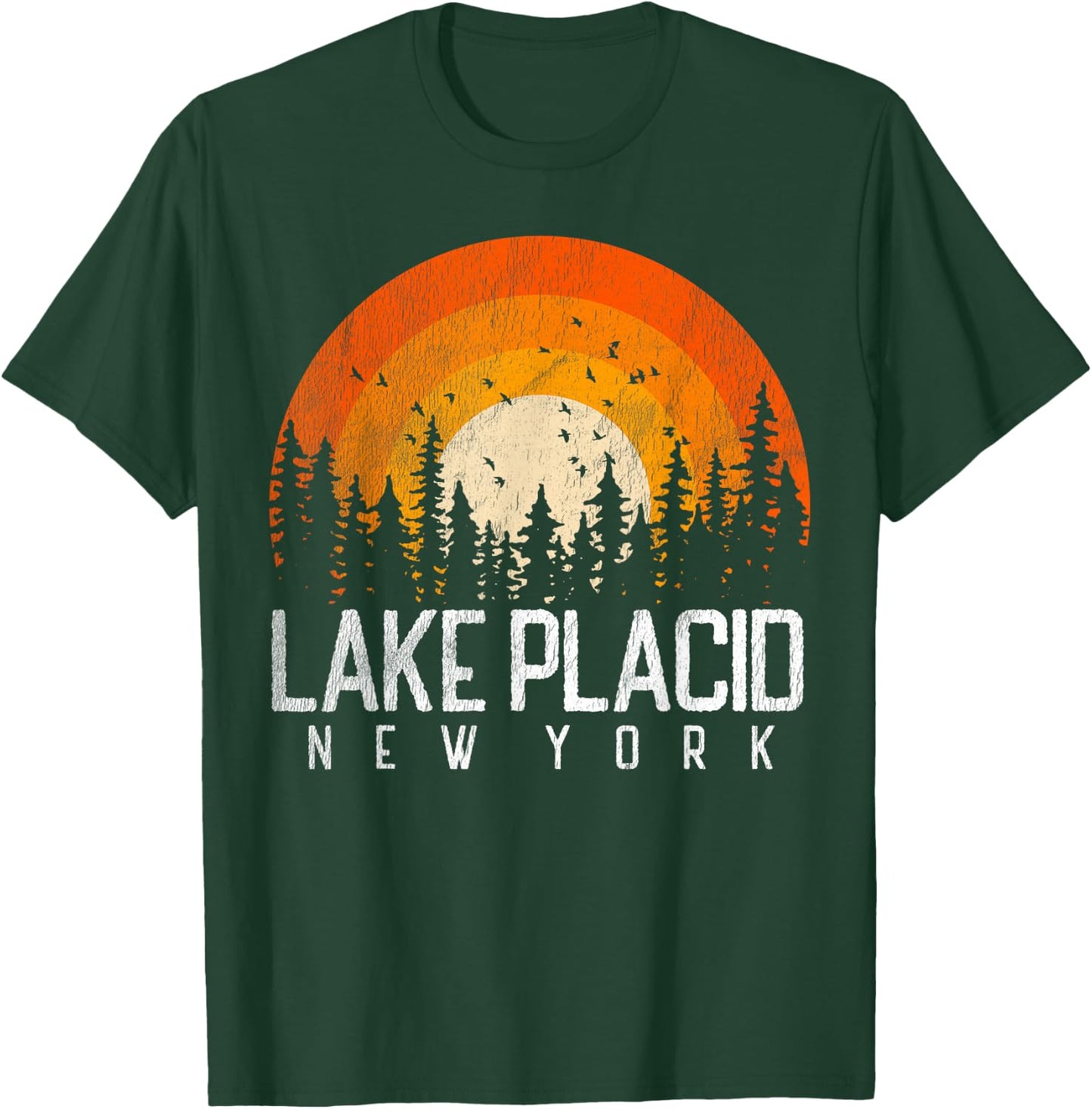 Lake Placid New York NY Shirt Retro Vintage 70s 80s 90s Gift T-Shirt - T-Shirt | Forest