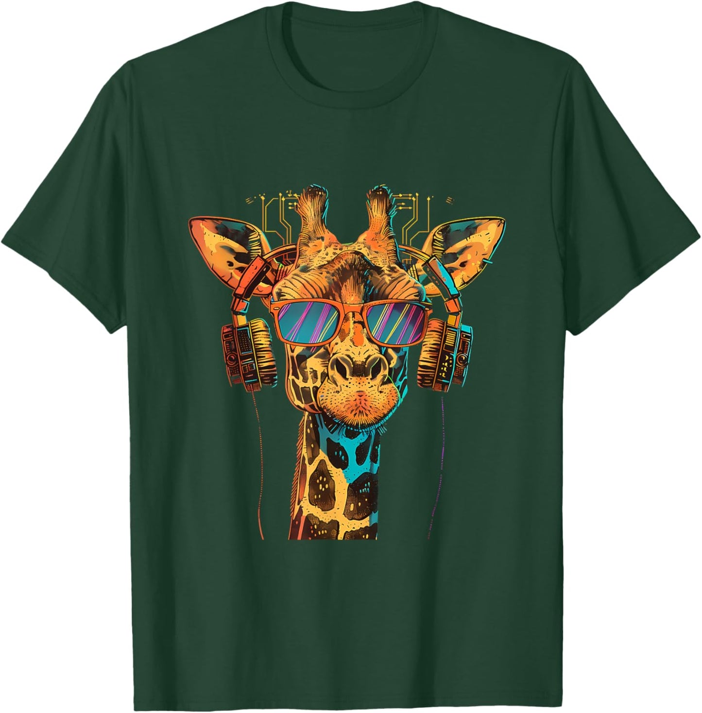DJ Giraffe Dance Club Music Producer EDM Music Headphones T-Shirt - T-Shirt | Forest