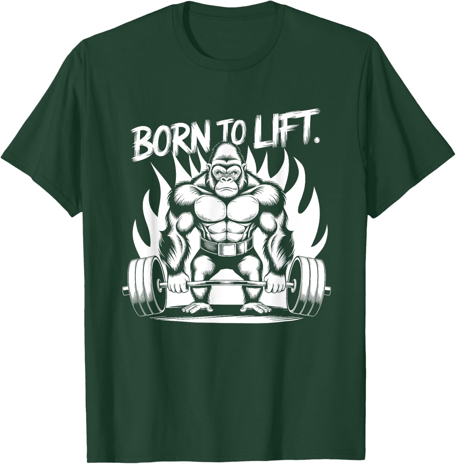 Born to Lift - Gym Art Gorilla Lifting Weights Design T-Shirt - T-Shirt | Forest