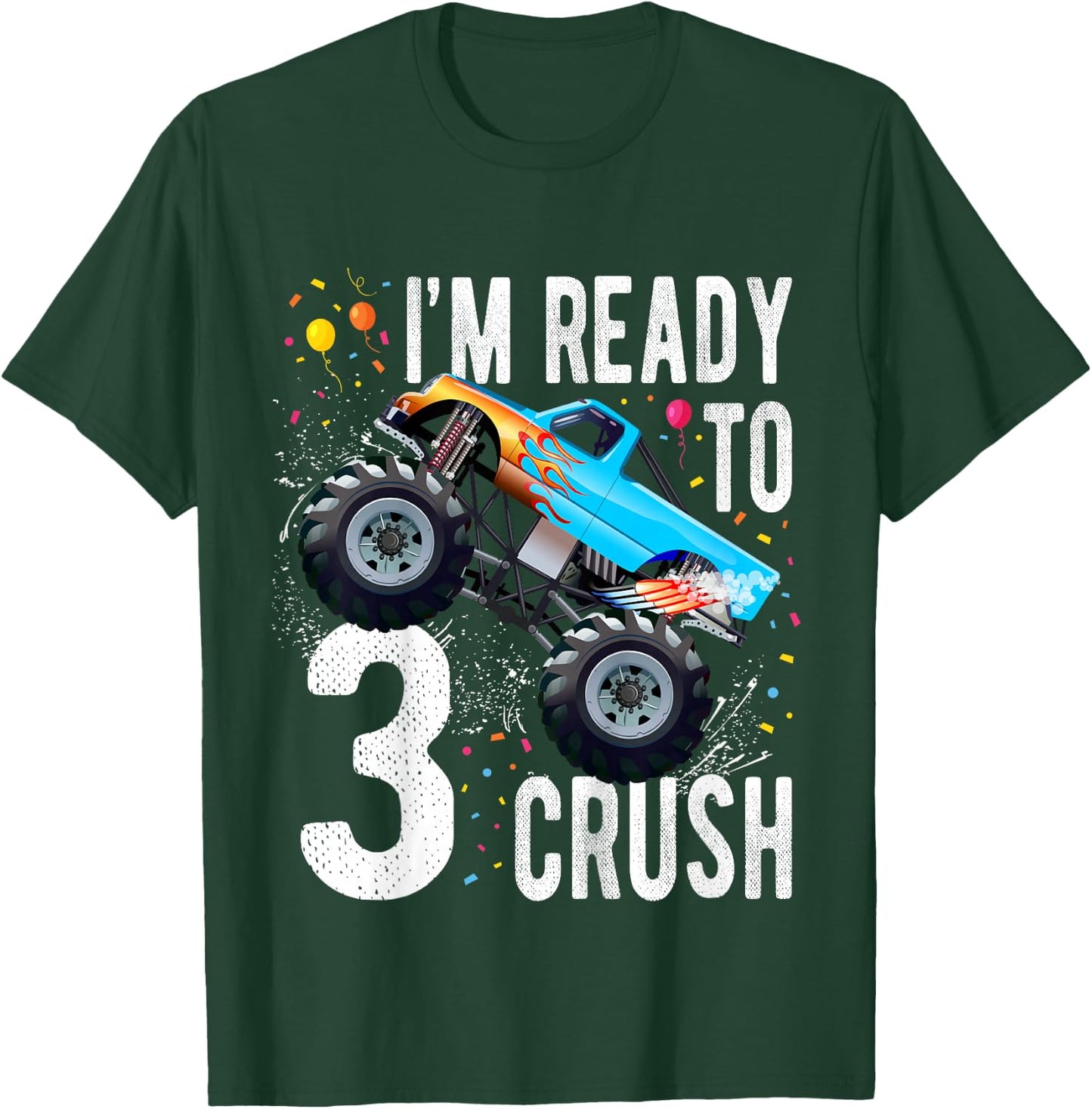 Kids 3rd Birthday Boy Monster Truck 3 Year Old Matching Family T-Shirt - T-Shirt | Forest