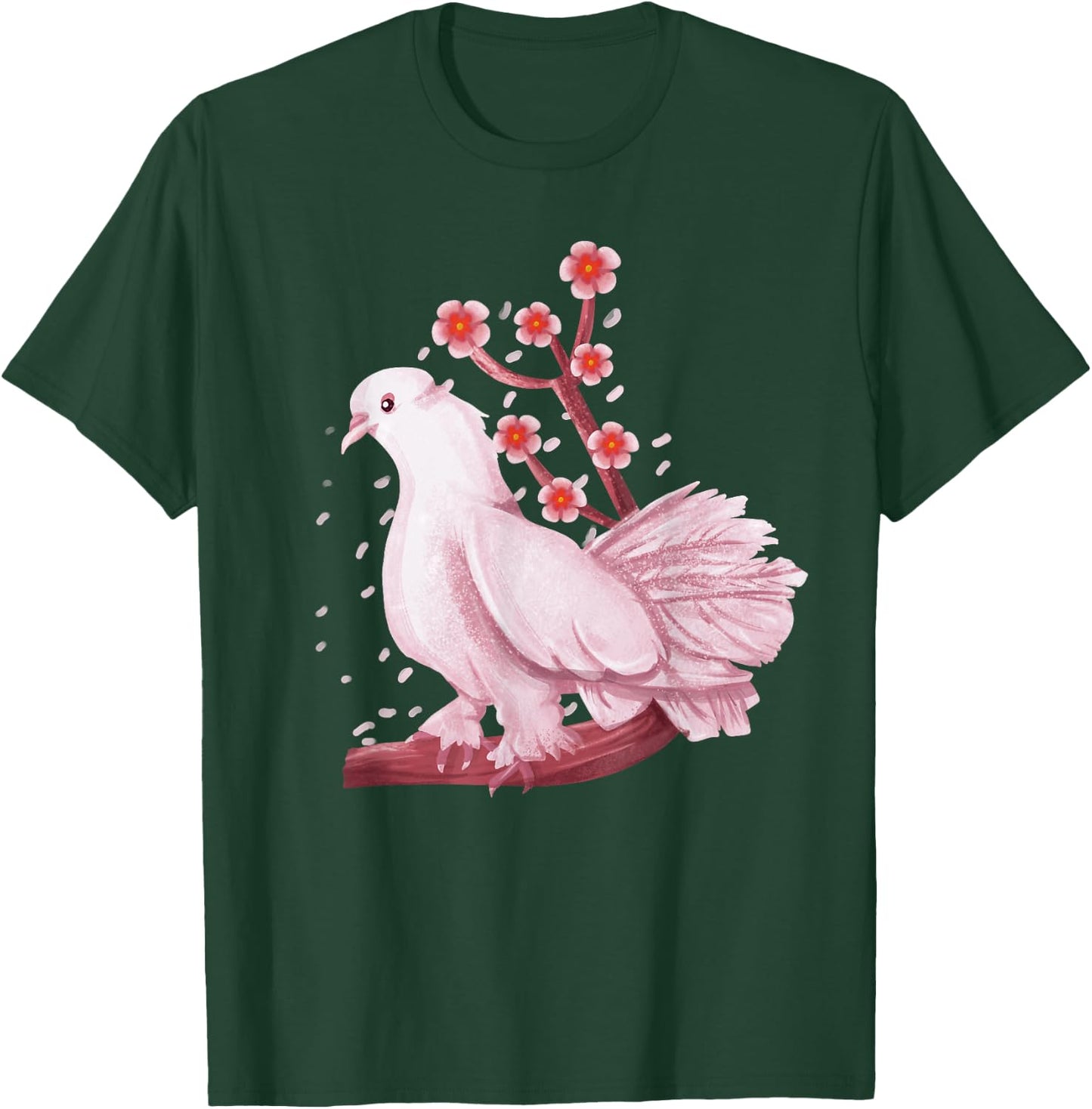 Vintage Dove Pigeon Bird Shirt Gift Japanese Cherry Blossom T-Shirt - T-Shirt | Forest
