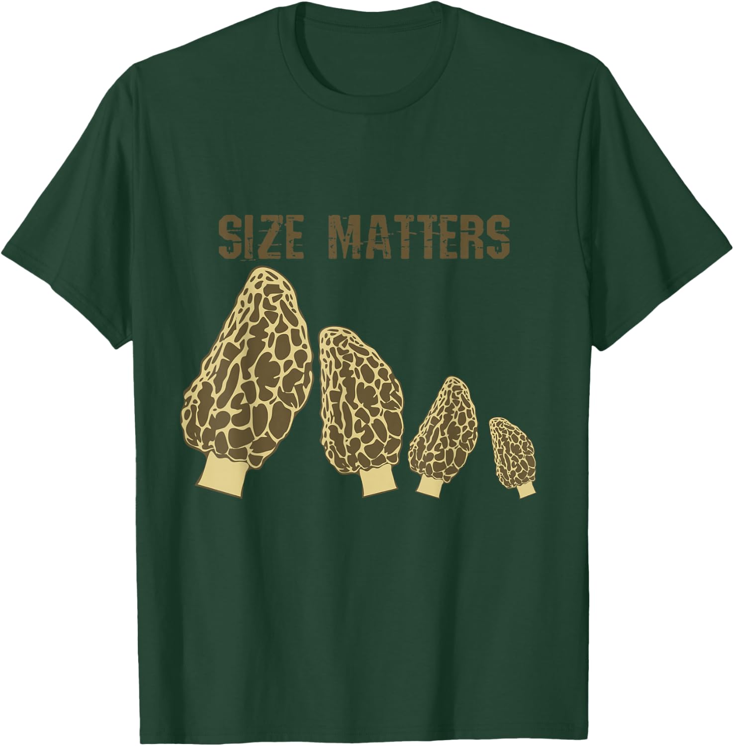 Size Matters Morel Mushroom - Black, , Short Sleeve, Modern Style, Letter Print, , Small T-Shirt - T-Shirt | Forest