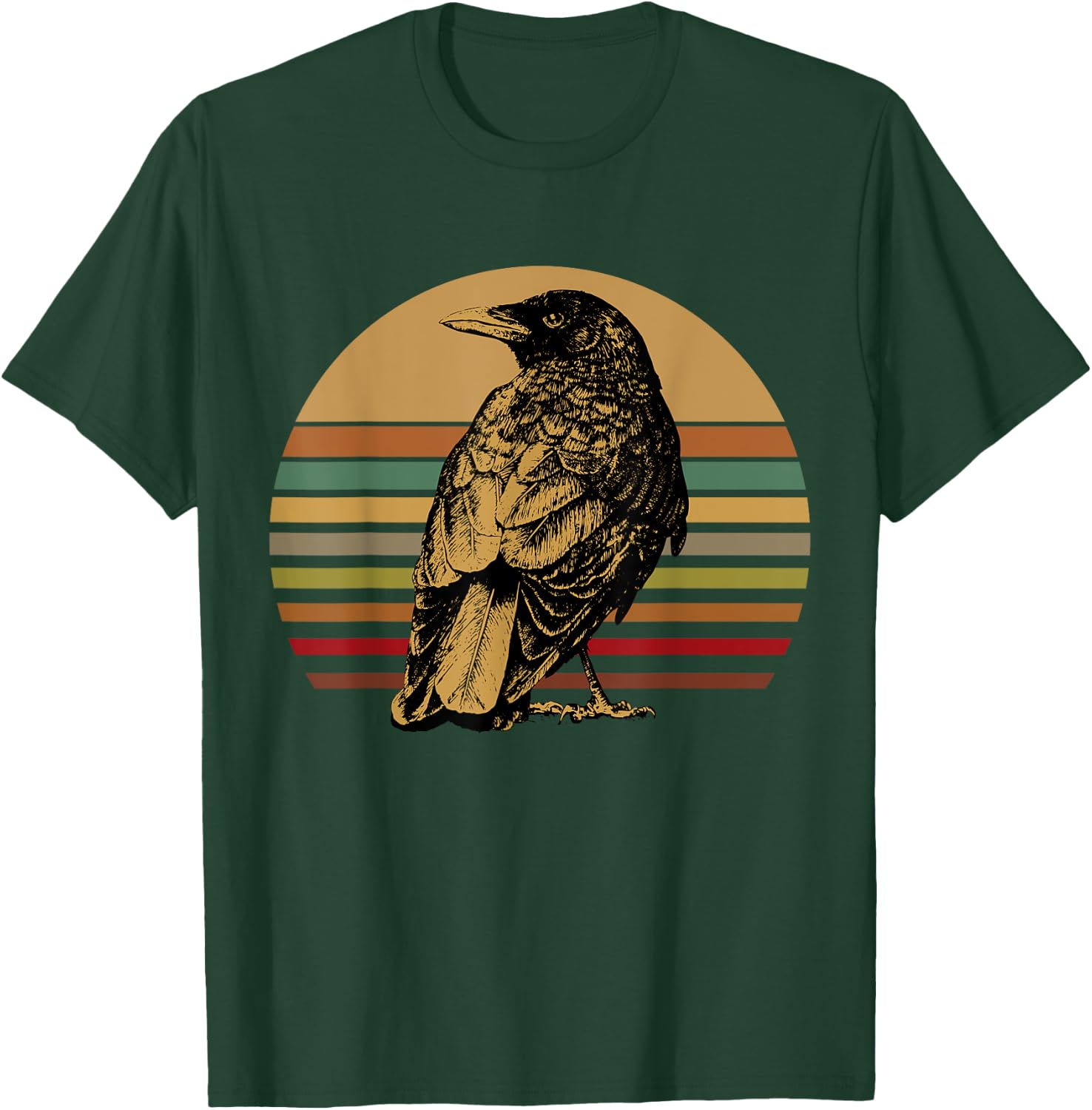 Black Crow Retro Bird Watching Gift Raven Crows T-Shirt - T-Shirt | Forest