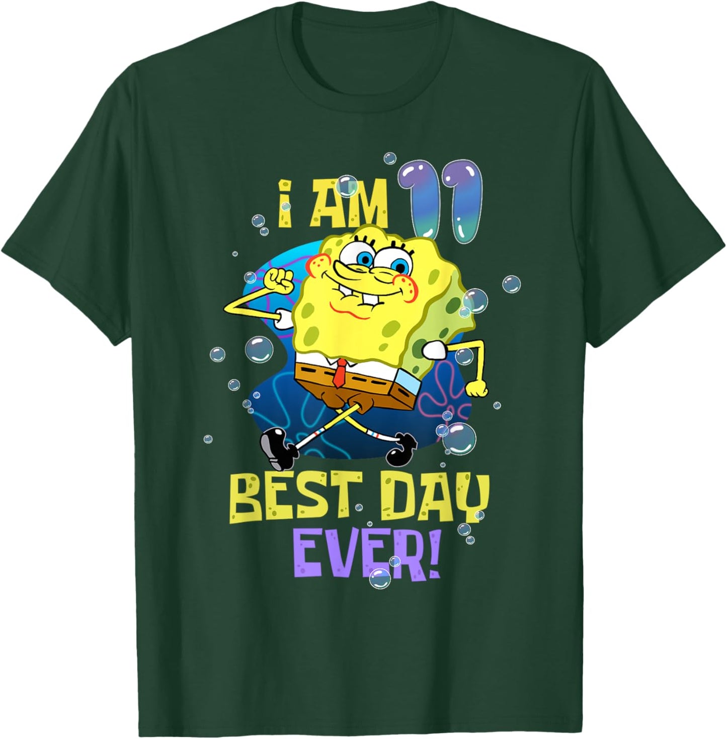 Spongebob I Am 11 Best Day Ever 11th Birthday Kids Spongebob T-Shirt - T-Shirt | Forest