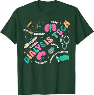 Dialysis Tech Nurse Retro Kidney Crew Tech Nephrology Nurse T-Shirt - T-Shirt | Forest