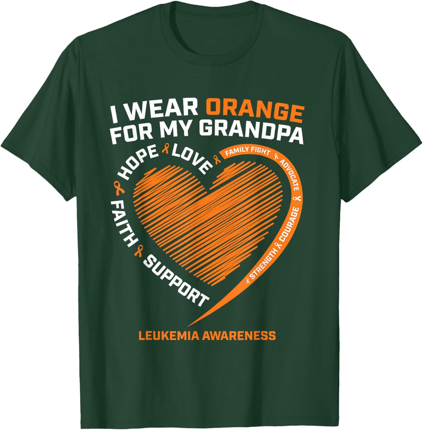 Kids Women I Wear Orange For My Grandpa Leukemia Awareness T-Shirt - T-Shirt | Forest
