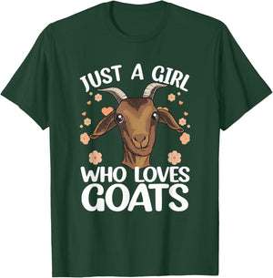 Goat Just A Girl Who Loves Goats Farmer Goat T-Shirt - T-Shirt | Forest