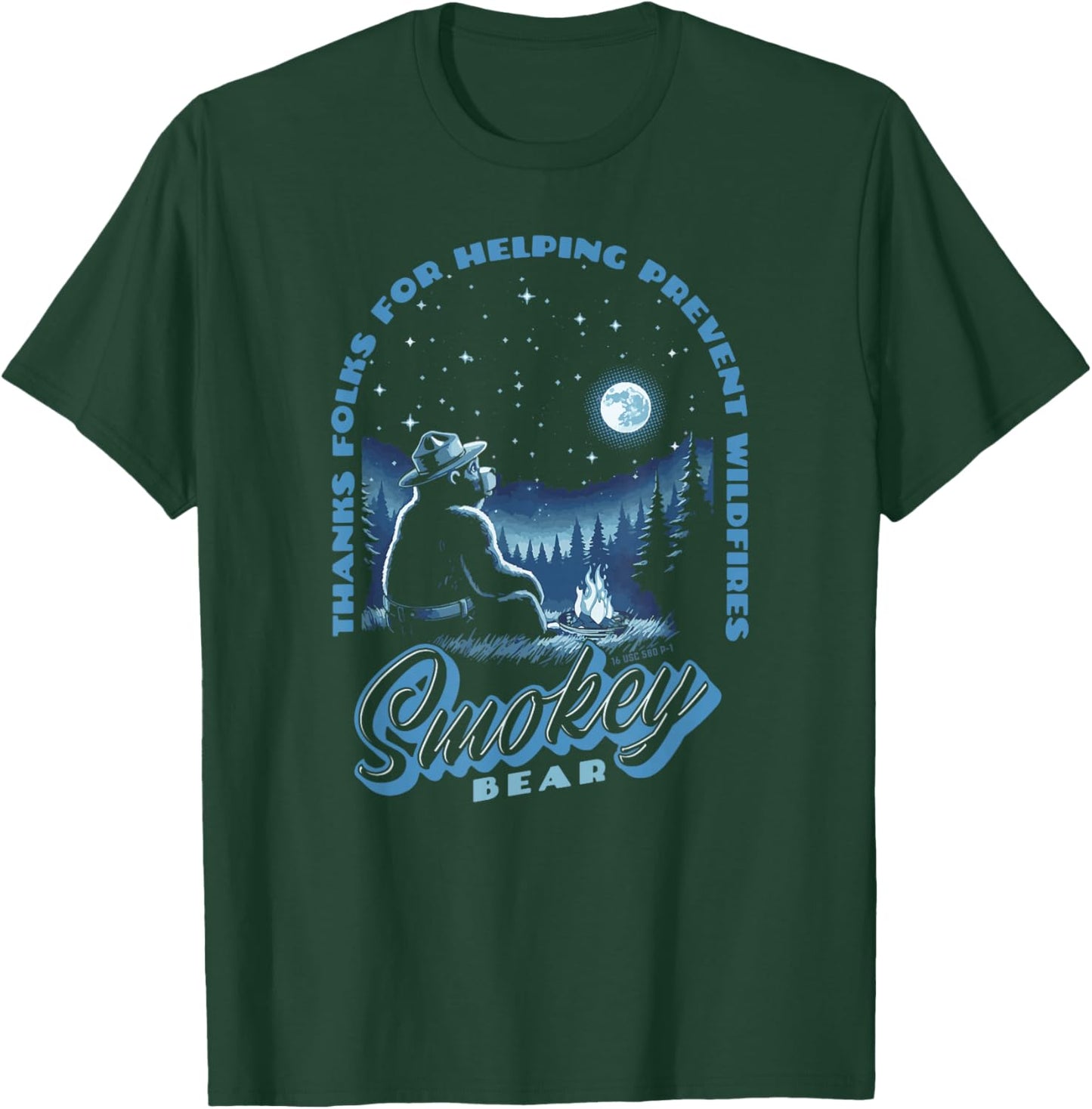 Stargazing Smokey Bear Thanks For Helping Prevent Wildfires T-Shirt - T-Shirt | Forest