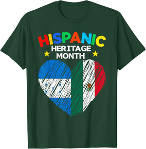 Honduras Mexico Flag Heart Latin Hispanic Heritage Month T-Shirt - T-Shirt | Forest