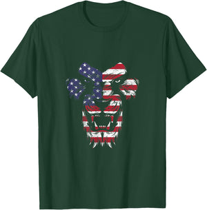 Vintage Patriotic Roaring Lion USA American Flag 4th of July Men T-Shirt - T-Shirt | Forest