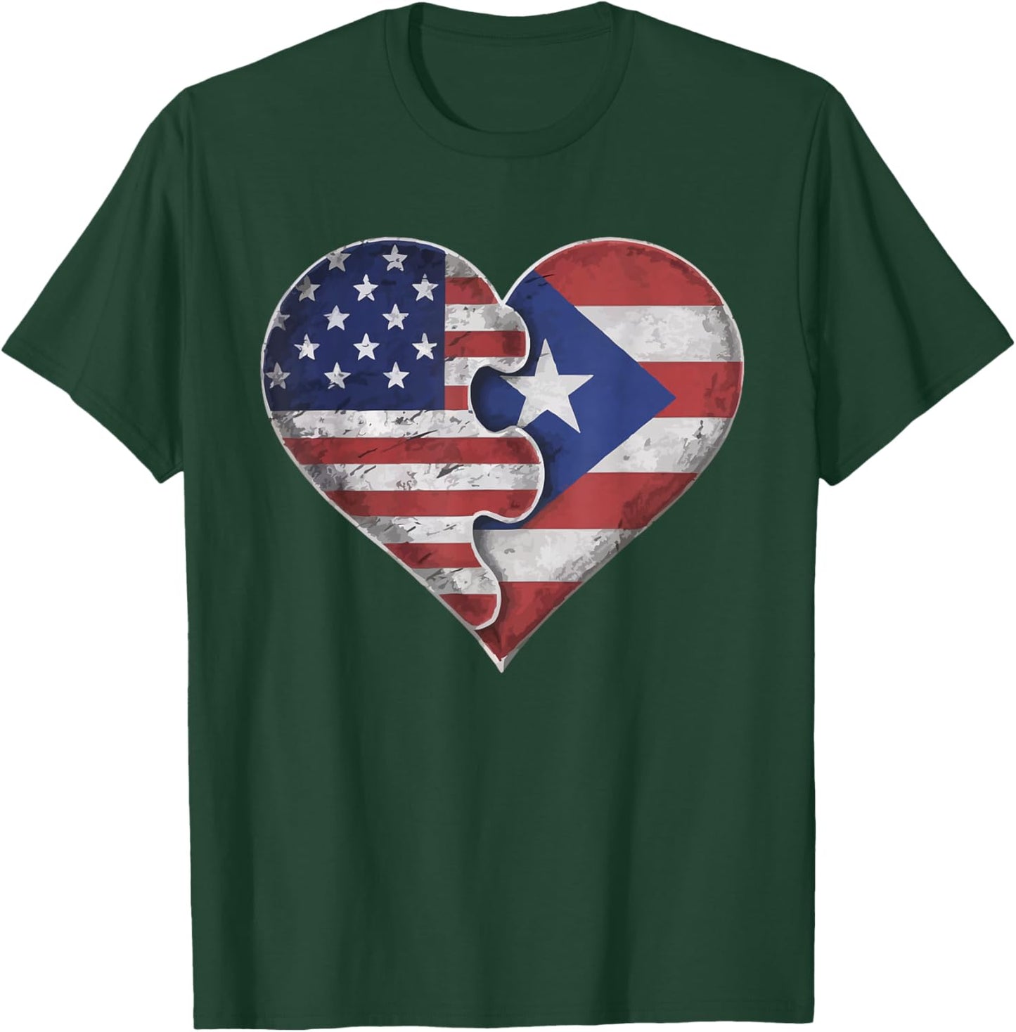 Half Puerto Rican Half American USA Flag Puerto Rico T-Shirt - T-Shirt | Forest