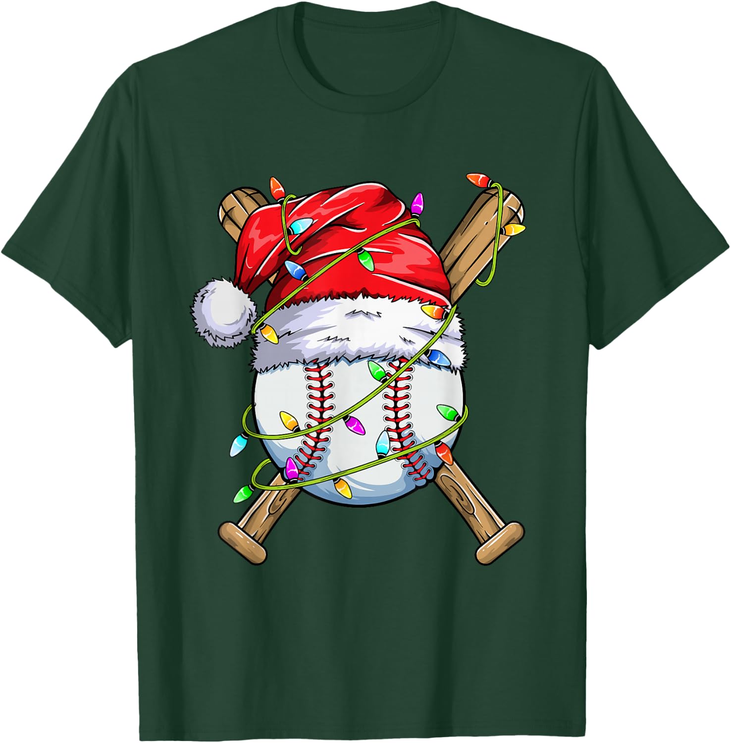 Santa Sports Design Boys Christmas Baseball Player T-Shirt - T-Shirt | Forest