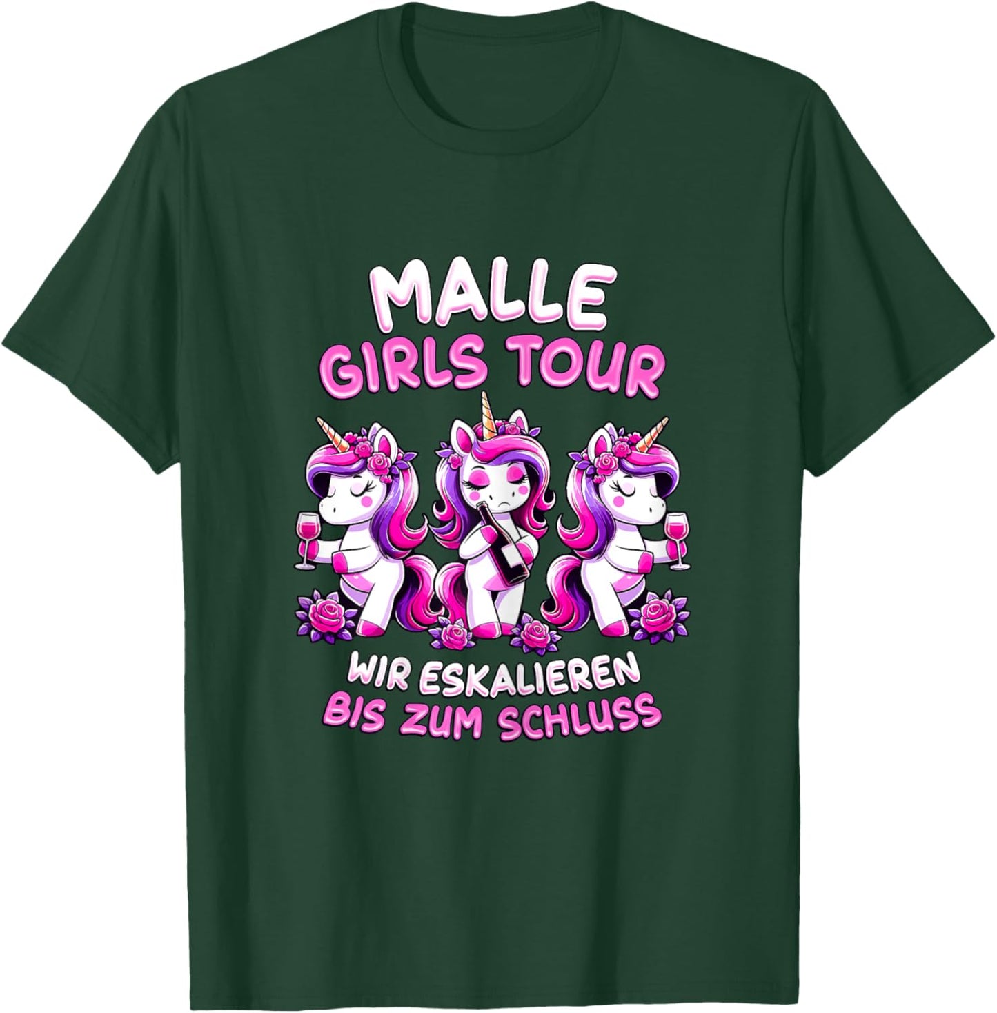 Damen Malle Girls Tour Einhorn Mallorca Party Gruppe Urlaub T-Shirt - T-Shirt | Forest