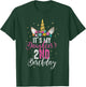 Its My Daughters 2nd Birthay Girl Gift Unicorn Birthday T-Shirt - T-Shirt | Forest