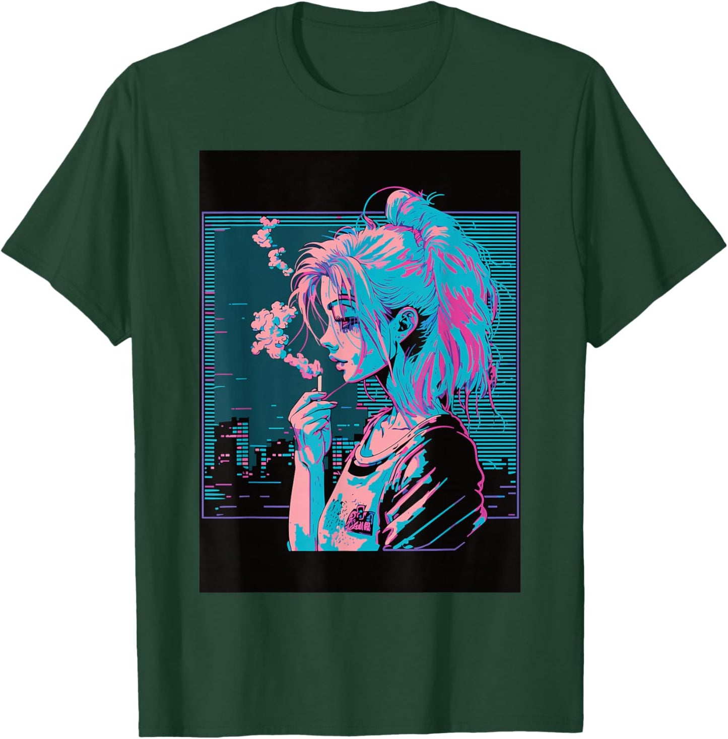 Japanese Vaporwave Sad Anime Girl Indie Aesthetic Otaku T-Shirt - T-Shirt | Forest