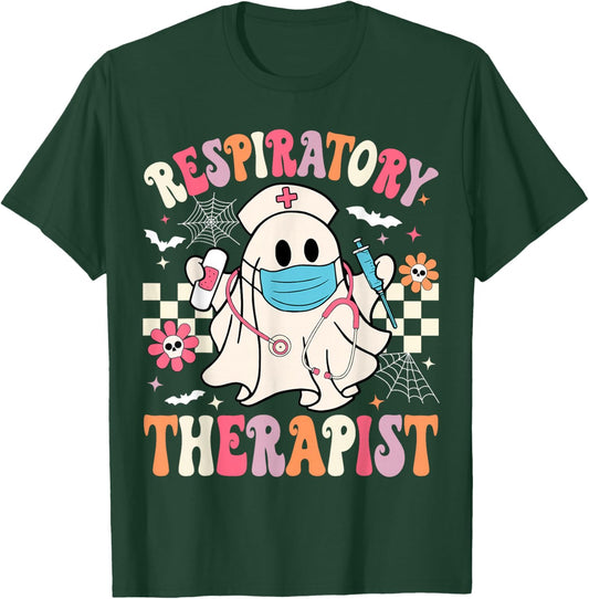 Groovy Spooky Respiratory Therapist Halloween RT Nurse T-Shirt - T-Shirt | Forest