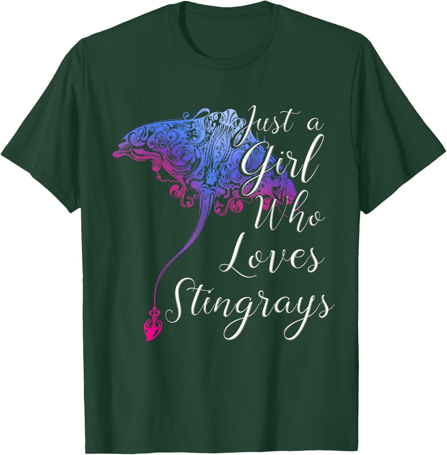 Cute Shark Sea Lover Gift Just a Girl Who Loves Stingrays T-Shirt - T-Shirt | Forest