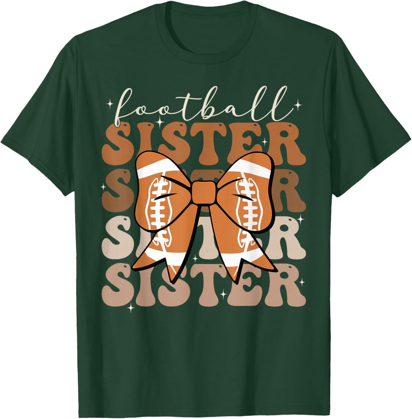 Football Sister Vintage Sport Lover Sister Mothers Da T-Shirt - T-Shirt | Forest