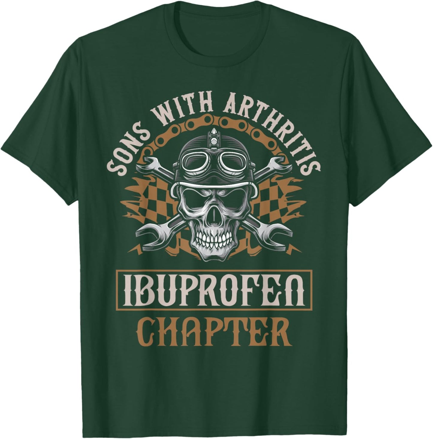 Funny Apparel for older Bikers Sons with Arthritis - Ibuprofen Chapter Black T-Shirt - T-Shirt | Forest