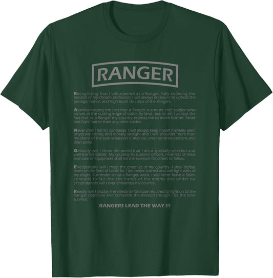 Ranger Orientation Program US Ranger Course , Men's, Black, X-Small, Short Sleeve, , Regular Fit, Cotton 60% Polyester 40% T-Shirt - T-Shirt | Forest
