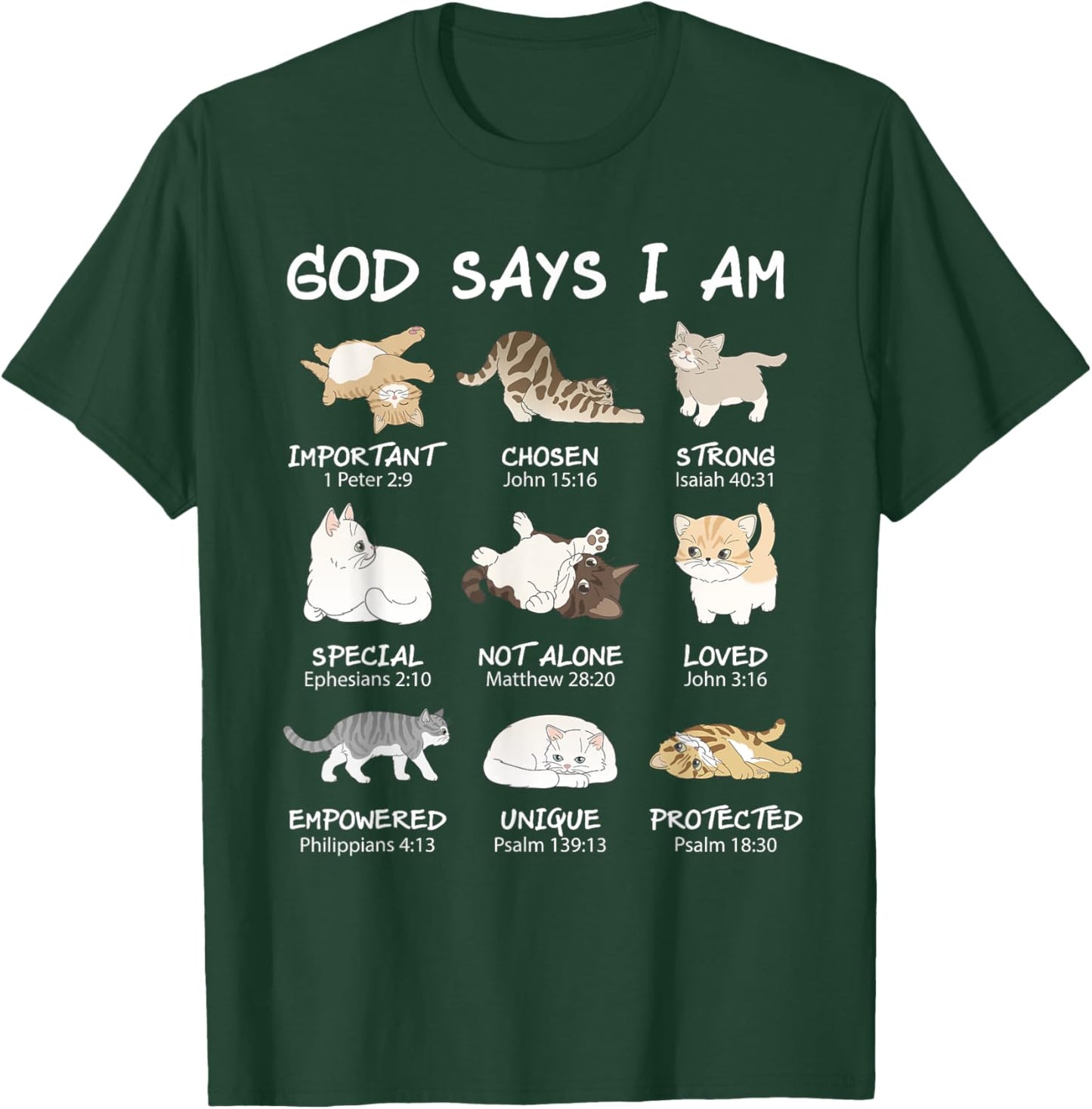 Funny Cat Girls Teens Kids God Says I Am Christian Cat Lover T-Shirt - T-Shirt | Forest