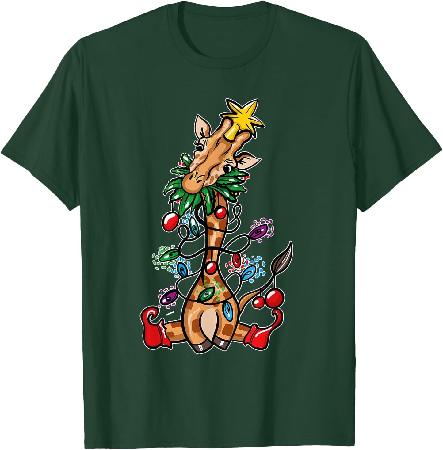 Funny Christmas Tree Giraffe Lover Gift Love Giraffes T-Shirt - T-Shirt | Forest
