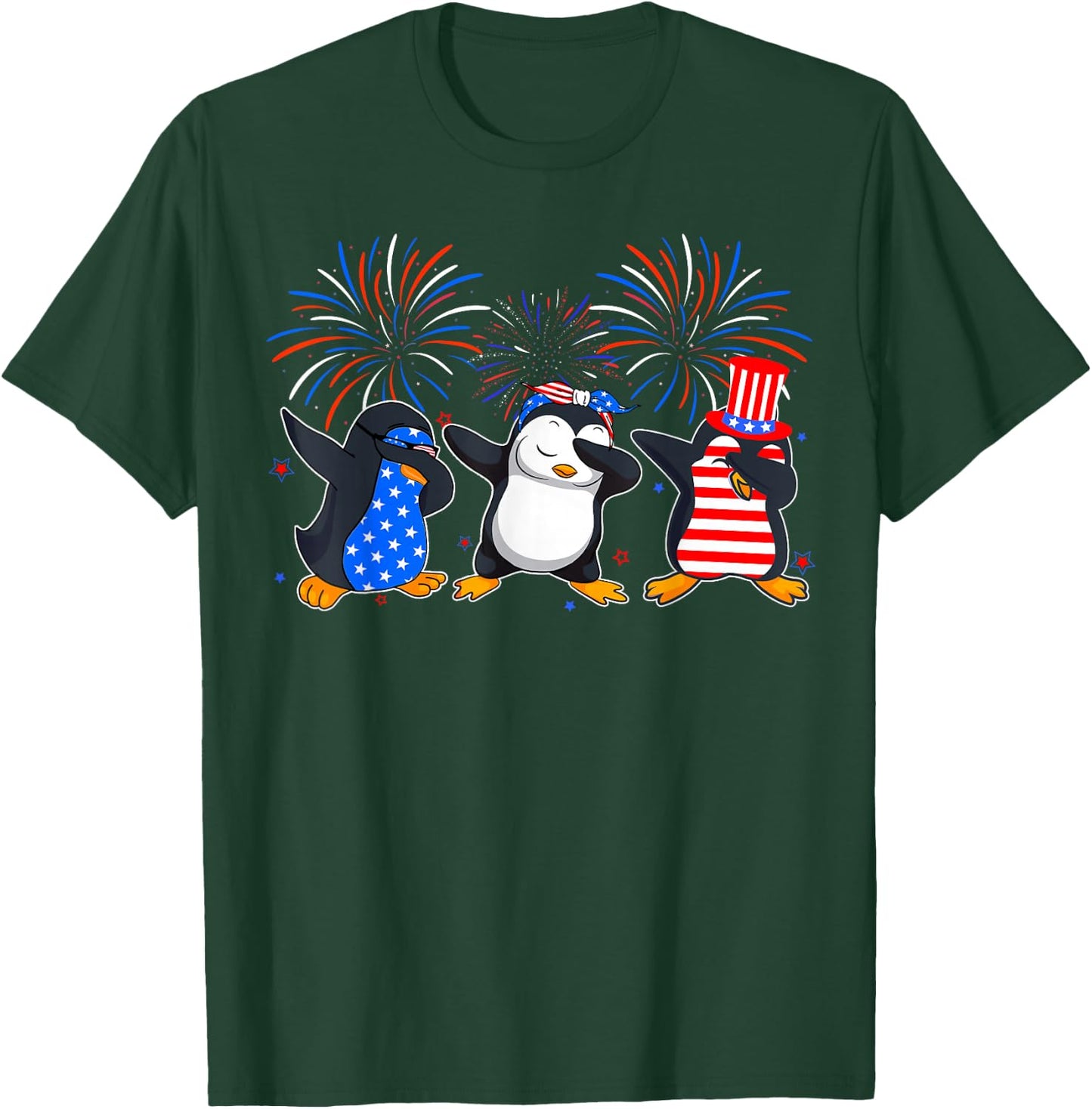 Happy Fourth Of July - Patriotic Animals - Penguin USA Flag T-Shirt - T-Shirt | Forest