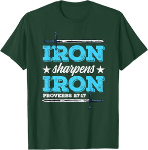 Iron Sharpens Iron Christian Religion Bible Verse T-Shirt - T-Shirt | Forest