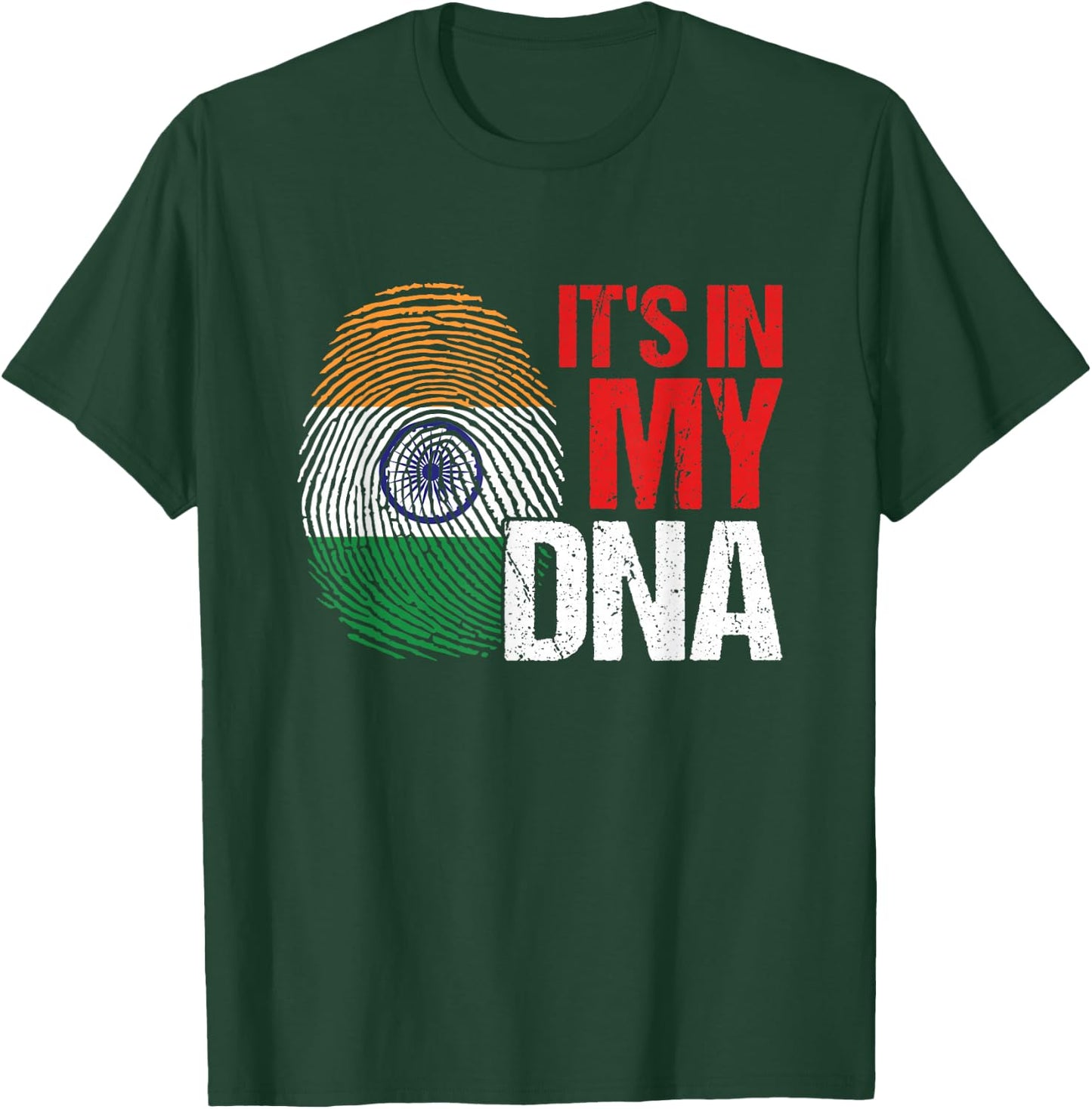 DNA Blood India Flag Country State Fingerprint Gift T-Shirt - T-Shirt | Forest
