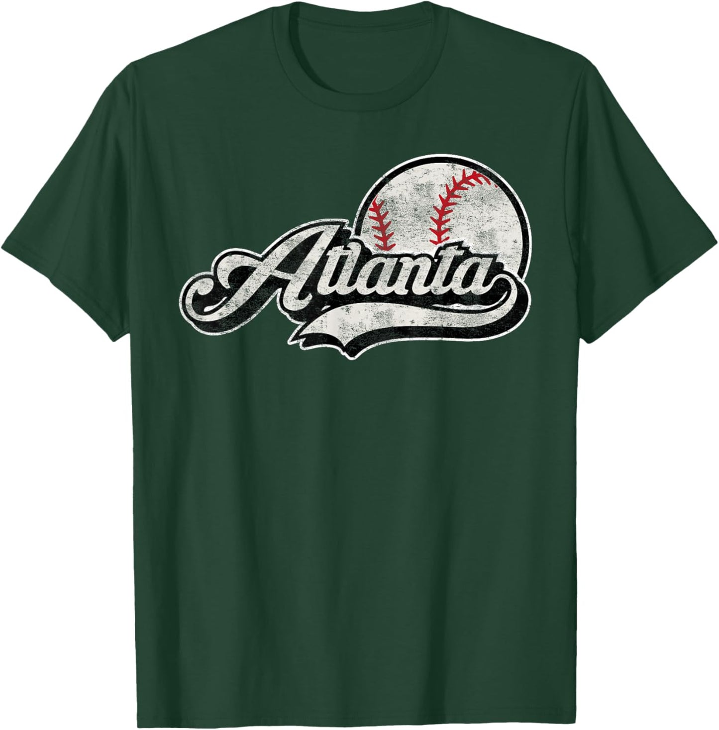 Atlanta Retro Distressed Baseball T-Shirt - T-Shirt | Forest