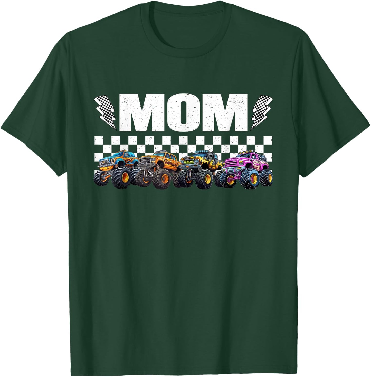 Mom Retro Monster Truck Family Crew Birthday Matching T-Shirt - T-Shirt | Forest