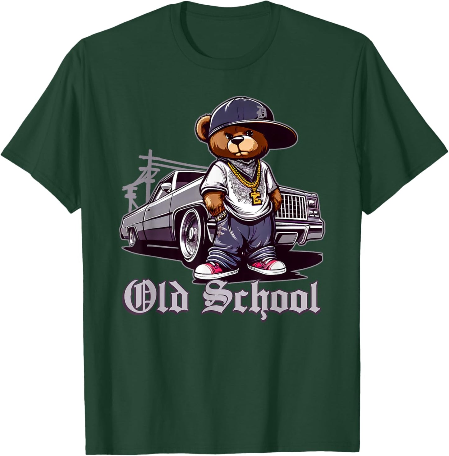 Old School Hip Hop Teddy Bear Lowrider Chicano Culture Cute T-Shirt - T-Shirt | Forest