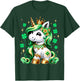 Cute Unicorn Shamrock St Patricks Day Girls Kids Lepricorn T-Shirt - T-Shirt | Forest