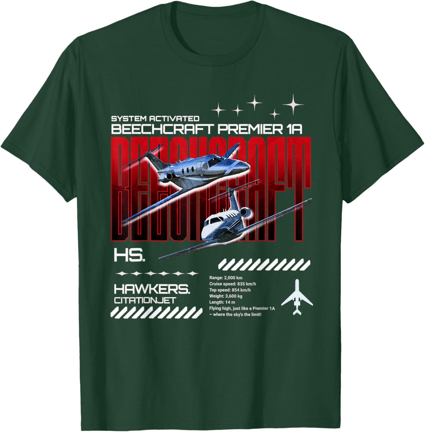 Light Hawkers Beechcraft 1A T-Shirt - T-Shirt | Forest