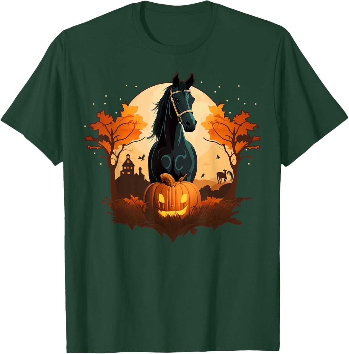 Pumpkin Horse costume on Horse Halloween T-Shirt - T-Shirt | Forest