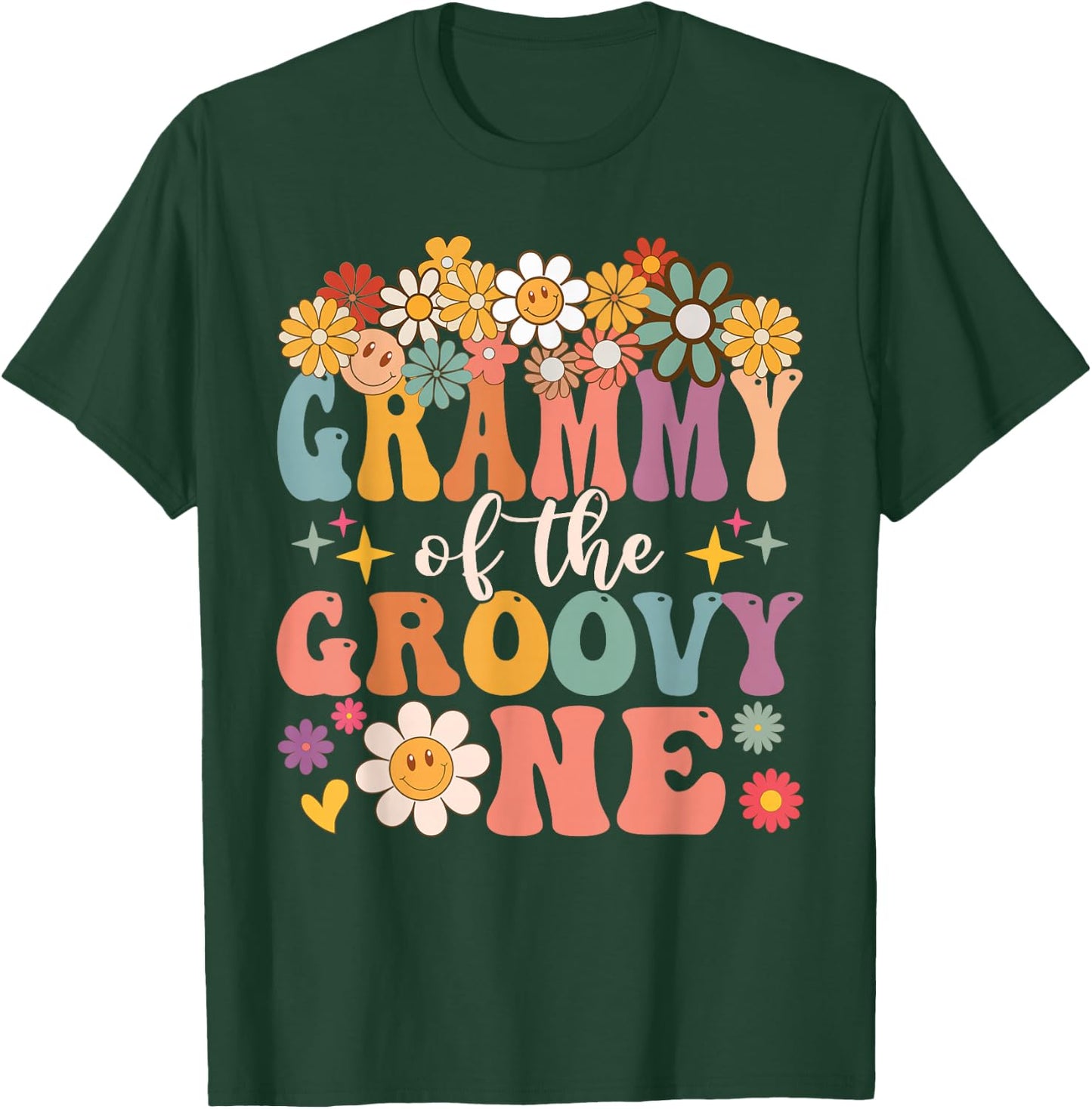 Retro Grammy of Groovy One Matching Family 1st Birthday T-Shirt - T-Shirt | Forest