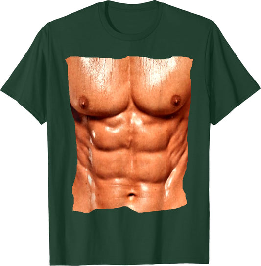 Replica Six Pack Abdomnial Abs Fake Muscle Chest T-Shirt - T-Shirt | Forest