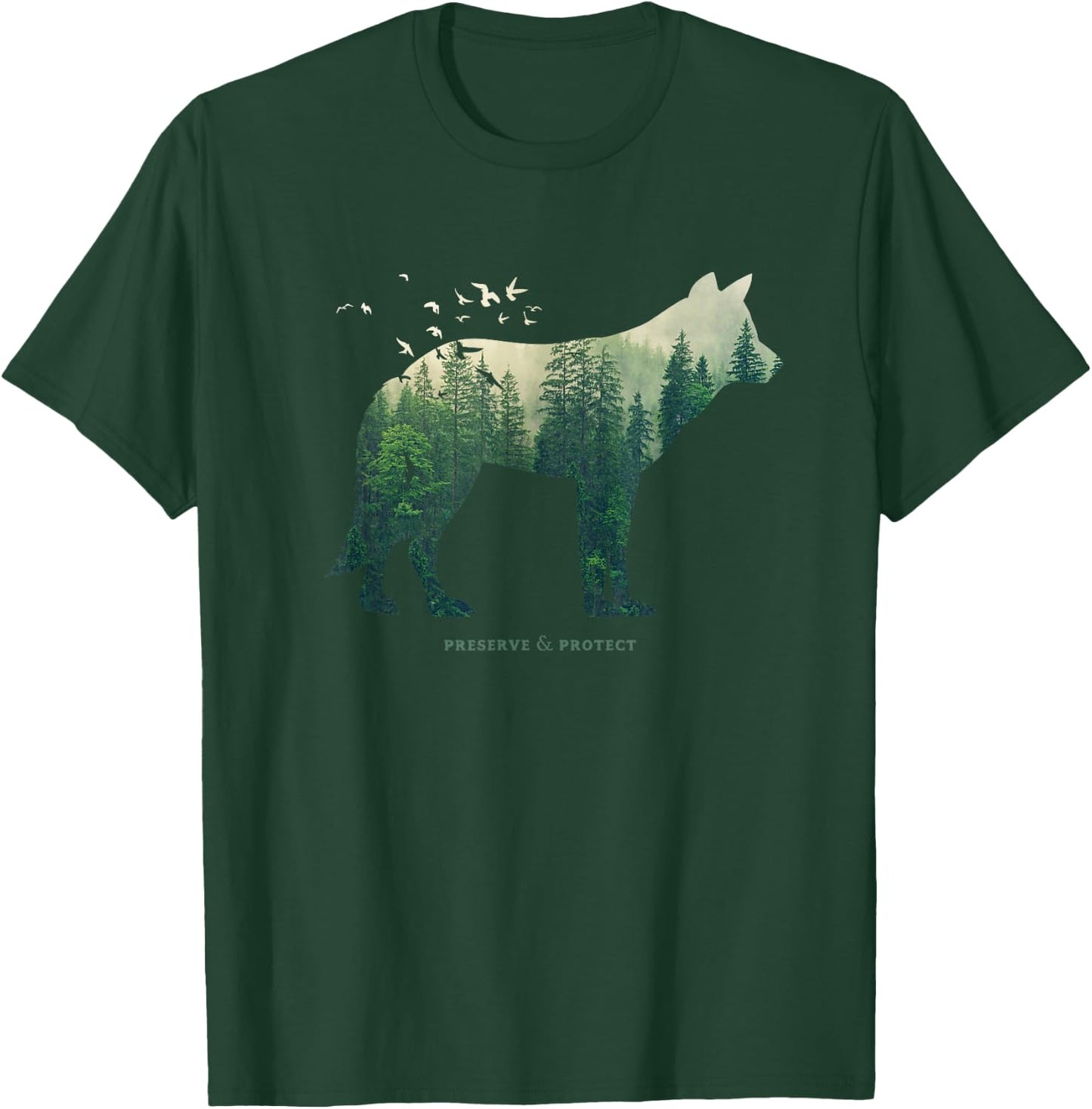 Preserve & Protect Environmental Protection Climate Protection Wolf Silhouette T-Shirt - T-Shirt | Forest