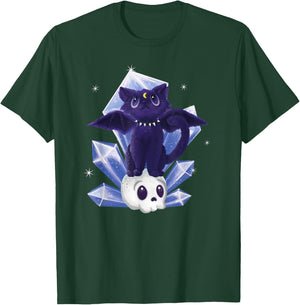 Kawaii Pastel Goth Cute Creepy Witchy Cat and Skull T-Shirt - T-Shirt | Forest