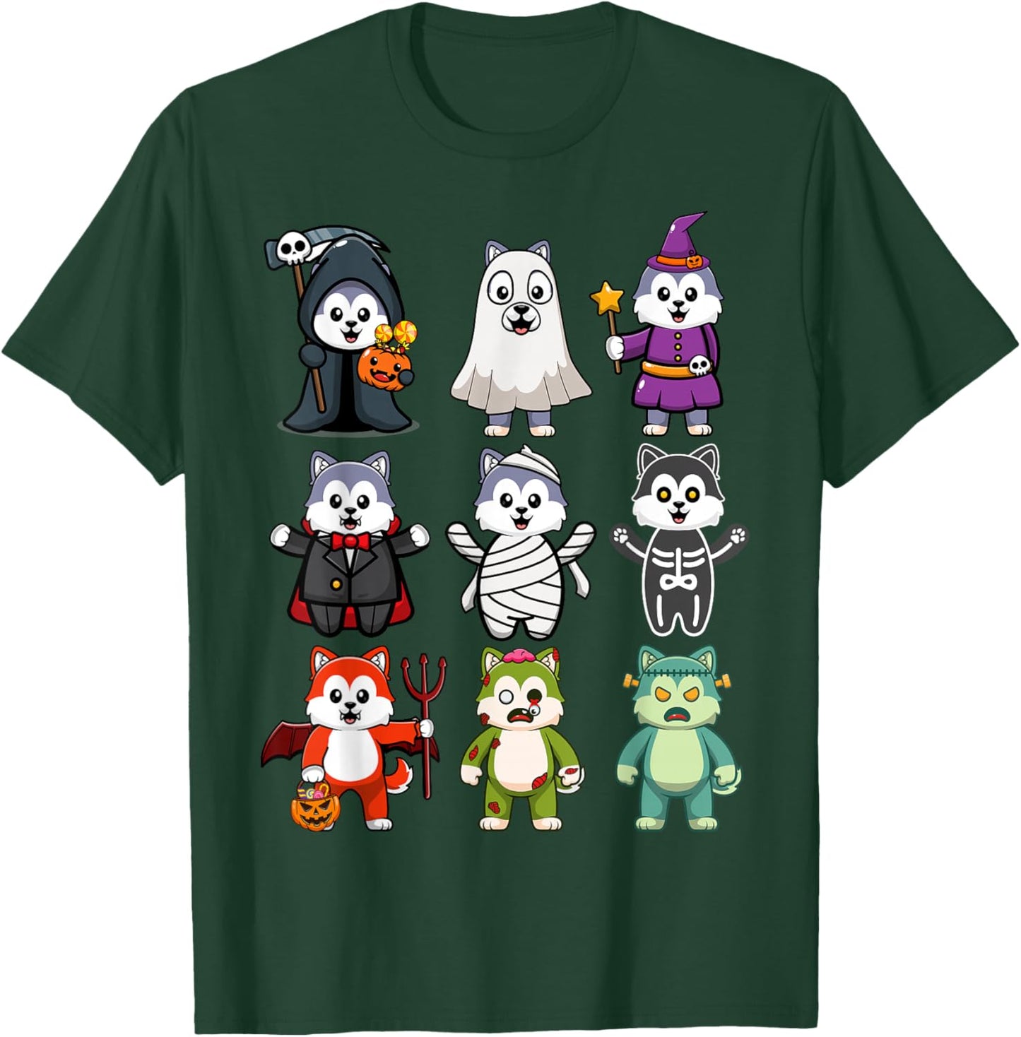 Husky Dog Spooky Boo-Jee Horror Pumpkin Husky Halloween T-Shirt - T-Shirt | Forest