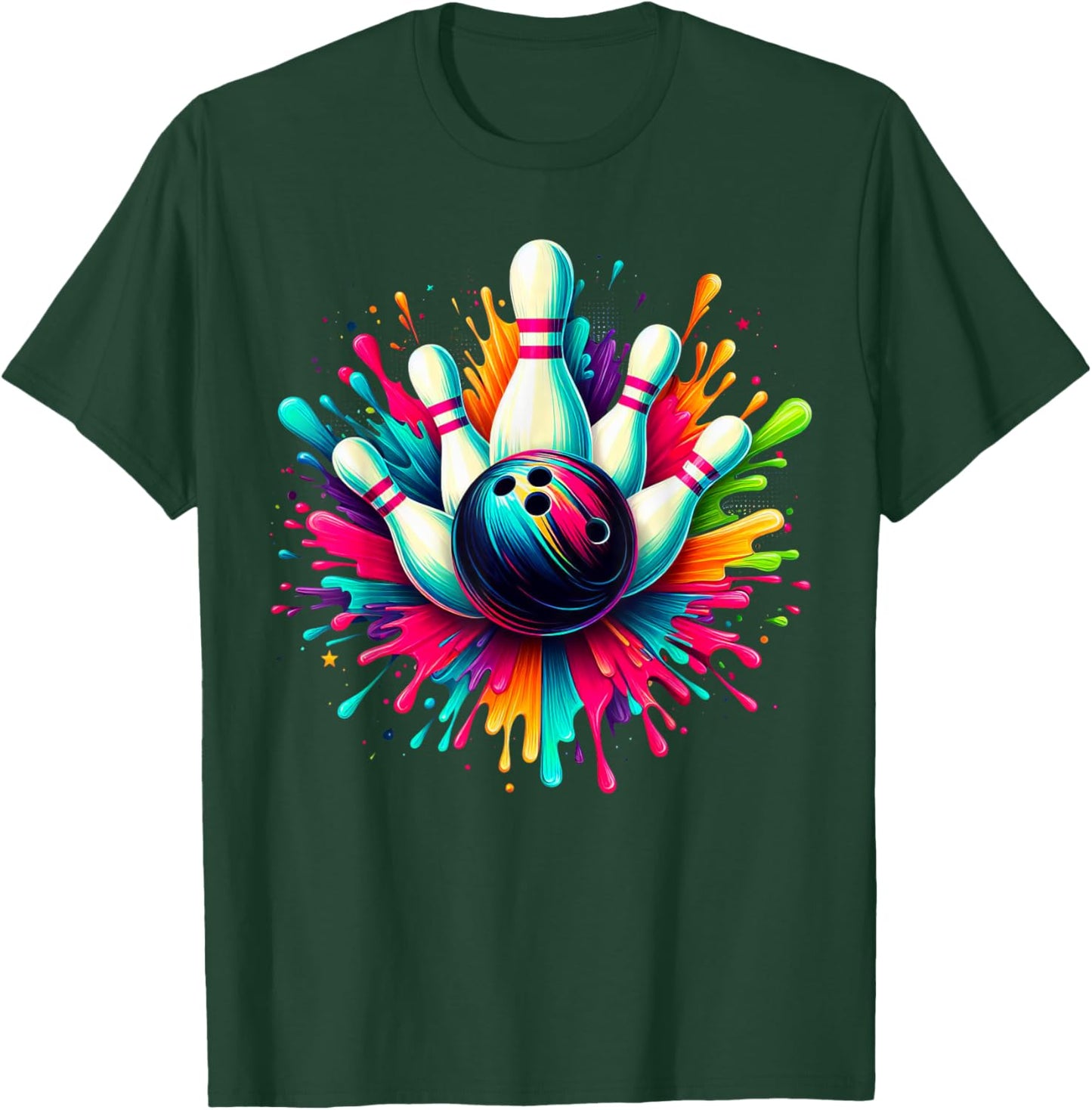 Colorful Bowling Game Day Bowling Cute Colorsplash Ball T-Shirt - T-Shirt | Forest
