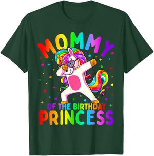 Mommy of The Birthday Princess Girl Dabbing Unicorn Mom Small T-Shirt - T-Shirt | Forest