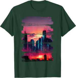 City Skyline Cyberpunk Aesthetic Japanese Streetwear Thema T-Shirt - T-Shirt | Forest