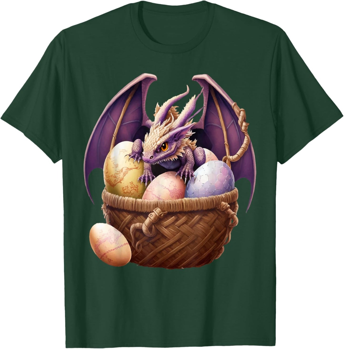 Dragon Girl Lover Collecting Easter Eggs - Kids Cute Dragons T-Shirt - T-Shirt | Forest