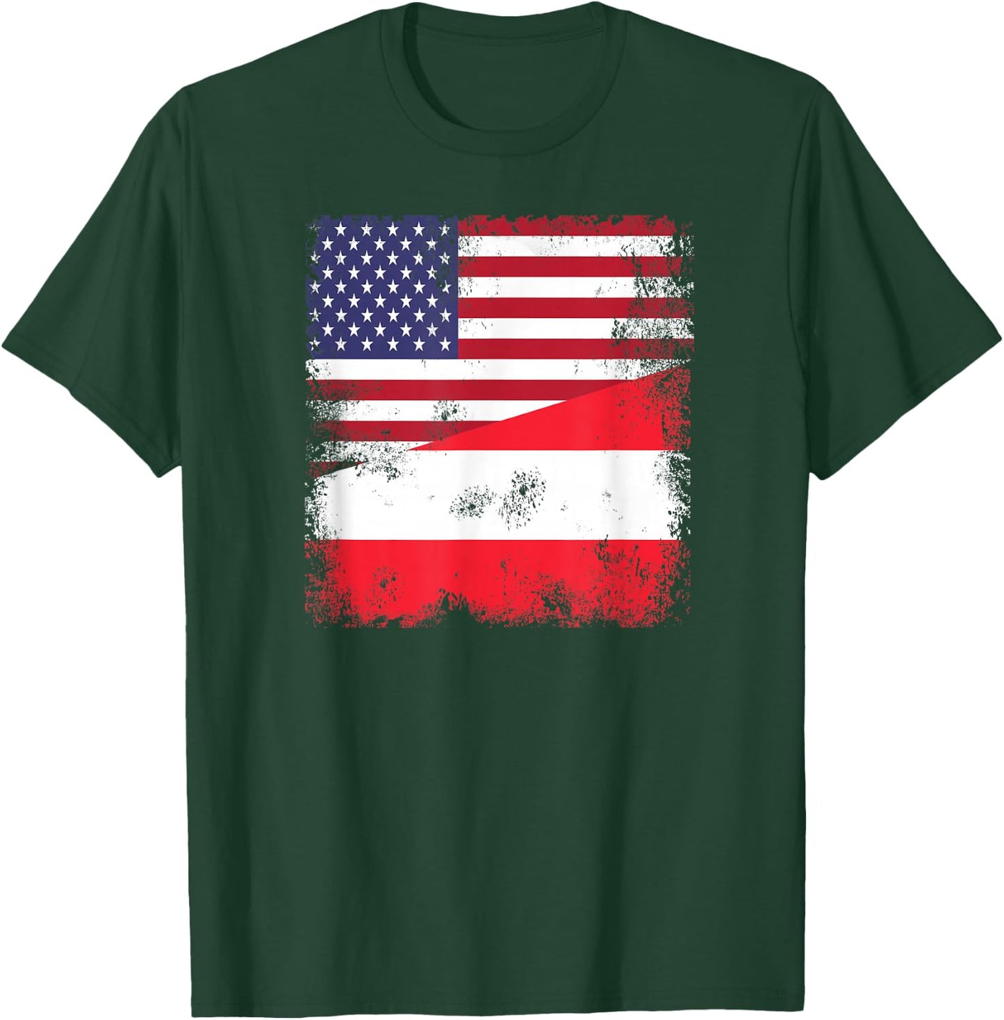 Half Austrian Flag | Vintage Austria USA Gift T-Shirt - T-Shirt | Forest